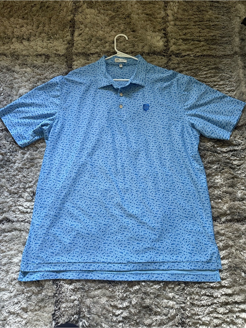 Peter Millar Summer Comfort Blue Printed Men’s Polo Shirt